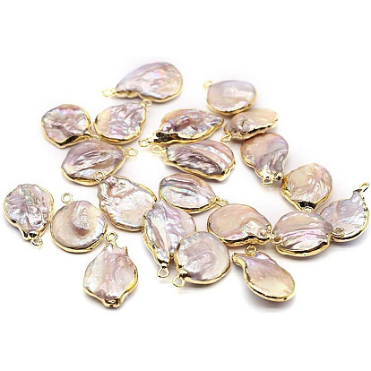 Pendentifs en forme de larme en perles Keshi naturelles électroplaquées, breloques en perles baroques de culture d'eau douce, or