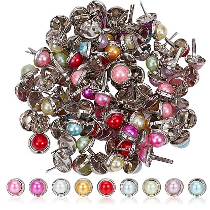 2 сумки железные застежки гвоздики, с пластиковой имитационной жемчужиной, для скрапбукинга, Фотоальбом, украшение свадебных принадлежностей, детские куклы, полукруглый