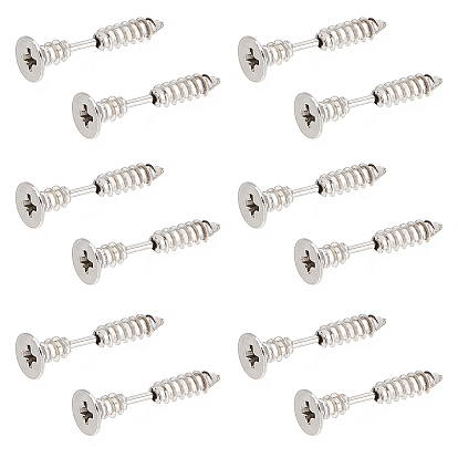 20шт. вакуумное покрытие pvd 304 серьги-гвоздики из нержавеющей стали в стиле унисекс, панк, хип-хоп, рок, в форме ногтей, с винтами