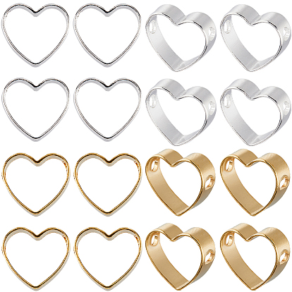 60шт 2 цвета латунная бусина рамка, без кадмия и без свинца, сердце