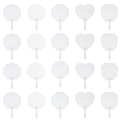 15Pcs 5 Styles Transparent PVC Hand Held Fan, Blank Painting Fans, for Kids DIY Crafts
