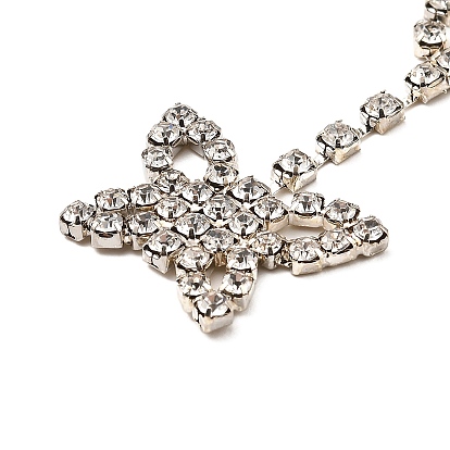 Brass with Crystal Rhinestone Pendants Necklace, Butterfly Charm Necklaces