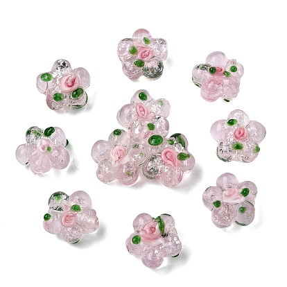 15 бусины лэмпворк ручной работы, неровный, цветок