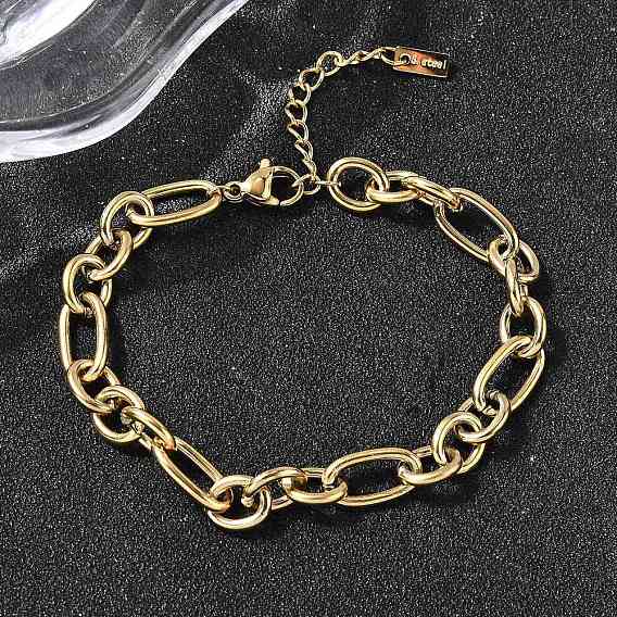 304 браслет из нержавеющей стали с цепочками Фигаро для женщин, ионное покрытие (ip)