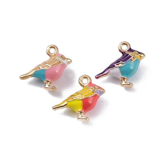 Подвески из эмали и сплава, без кадмия и без свинца, золотые, очарование птицы малиновки