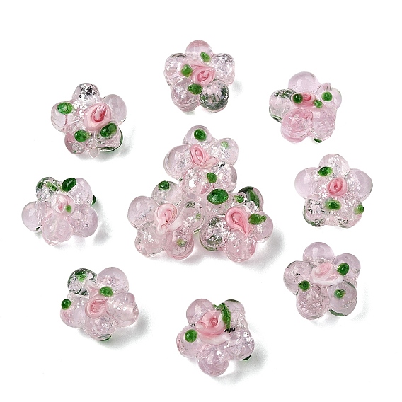 15 бусины лэмпворк ручной работы, неровный, цветок