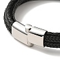 Bracelet multi-rangs tressé en cuir microfibre avec 304 fermoir magnétique en acier inoxydable pour homme femme