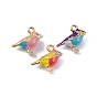 Подвески из эмали и сплава, без кадмия и без свинца, золотые, очарование птицы малиновки