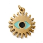 304 Stainless Steel Charms, with Enamel and Jump Ring, Real 14K Gold Plated, Sun with Eye Charm