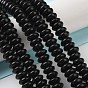 Natural Black Stone Beads Strands, Saucer Beads, Rondelle