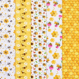 Polycotton Fabric, for Garment Accessories, Bees & Flower Pattern