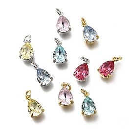 Каплевидная латунь со стеклянными подвесками, одиночные каменные прелести, без кадмия и без свинца, долговечный, стойки покрытие