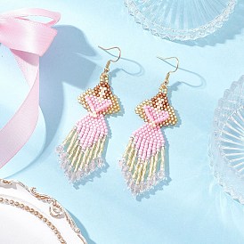 Серьги-подвески из стеклянных бусин ручной работы в форме ангела, с бусинами из стекла, имитирующими австрийский хрусталь, и 304 крючками для сережек из нержавеющей стали, золотые