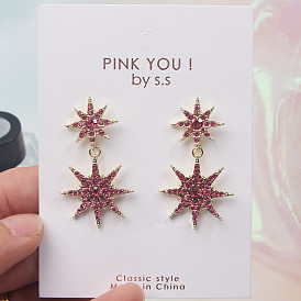 Spring full diamond pink snowflake earrings small and exquisite earrings earrings girls earrings