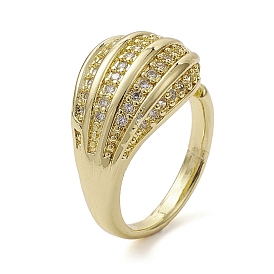 Rack Plating Brass Micro Pave Cubic Zirconia Open Cuff Rings, Teardrop