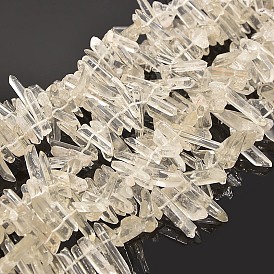 Polished Quartz Crystal Bead Strands, Nuggets, 11~48x2~8mm, Hole: 1mm, about 15.4~15.7 inch