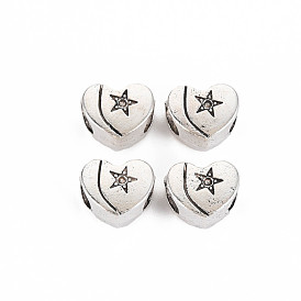 Tibetan Style Alloy European Beads, Cadmium Free & Lead Free, Heart