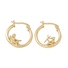 Angel & Devil Asymmetrical Earrings, Brass Hoop Earrings for Women