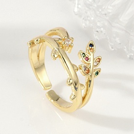 Манжеты из латуни с микро паве кубический цирконий для женщин, без кадмия, без никеля и без свинца, лист