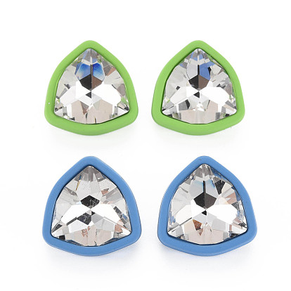 Crystal Rhinestone Triangle Stud Earrings with 925 Sterling Silver Pins for Women