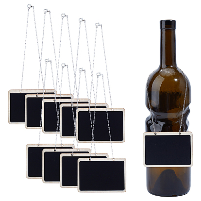 10шт. мини деревянная подвесная доска для рисования мелом, милое украшение для доски, с 304 цепи из нержавеющей стали, прямоугольные