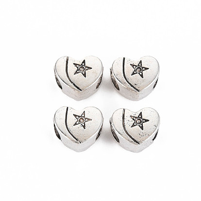 Tibetan Style Alloy European Beads, Cadmium Free & Lead Free, Heart