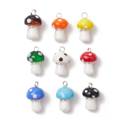 Бусины ручной работы бусы подвески, с круглой медной ювелирной проволокой, гриб