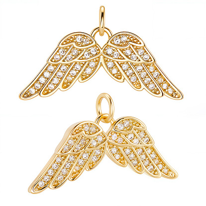6шт. латунные подвески-крестики с микропаве из кубического циркония, крыло, с целью перехода в кольце