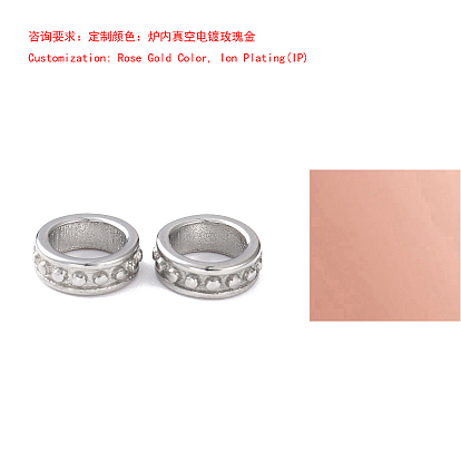 304 Stainless Steel European Beads, Large Hole Beads, Column, Ion Plating(IP)