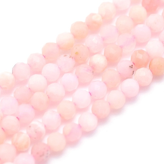 Natural Pink Opal Beads Strands, Round, Faceted