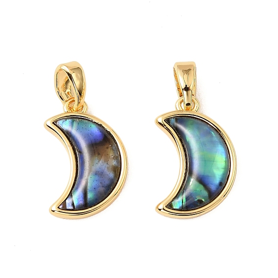 Подвески в виде полумесяца из натуральной ракушки пауа, с латунной