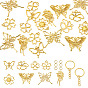 DIY Keychain Making Kits, 18Pcs 9 Styles Flower System.Byte[] Alloy Open Back Bezel Pendants, 20Pcs Iron Split Key Rings, 30Pcs Iron Jump Rings