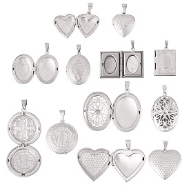 6 шт. 6 стили 316 подвески-медальоны из нержавеющей стали, с 201 защелкивающимися дужками из нержавеющей стали, подвесками-рамками для фотографий из нержавеющей стали, ионное покрытие (ip), разнообразные