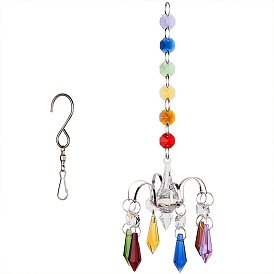 Gorgecraft Crystal Ceiling Chandelier Ceiling Chandelier Ball Prisms Suncatcher Hanging Ornament, Chakra Crystals Rainbow Maker, with Stainless Steel Swivel Hooks Clips and Velvet Bags, for Home, Garden Decoration