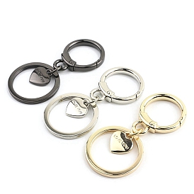 Alloy Keychain Clasps, with Heart Charms