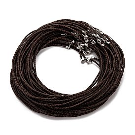 Braided Leather Cords, for Necklace Making, with Brass Lobster Clasps