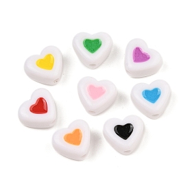 Opaque Acrylic Enamel Beads, Heart