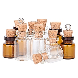 Wooden Cork Wishing Bottle Pendants, with Lid, Column