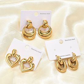 304 из нержавеющей стали серьги, реальный 18 k позолоченный