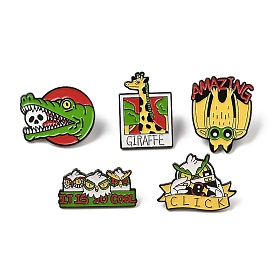 Broche de aleación esmaltado con forma de cocodrilo, jirafa, murciélago y búho para mochilas y ropa