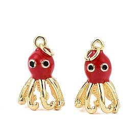 Латунь эмаль подвески, прелести осьминога, золотые