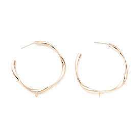 Rack Plating Brass Stud Earring Findings, with Loop, Cadmium Free & Lead Free, Twist Ring
