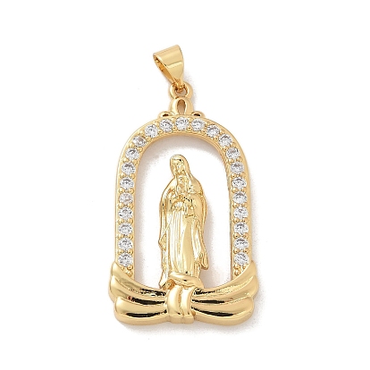 Латунные микропаве прозрачные подвески с фианитом, без кадмия, без никеля и без свинца, арка с амулетами девы марии