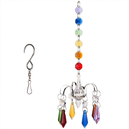 Crystal Ceiling Chandelier Ceiling Chandelier Ball Prisms Suncatcher Hanging Ornament, Chakra Crystals Rainbow Maker, with Stainless Steel Swivel Hooks Clips and Velvet Bags, for Home, Garden Decoration