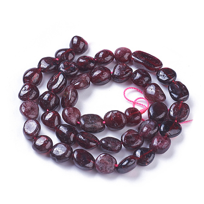 Natural Garnet Beads Strands, Tumbled Stone, Nuggets