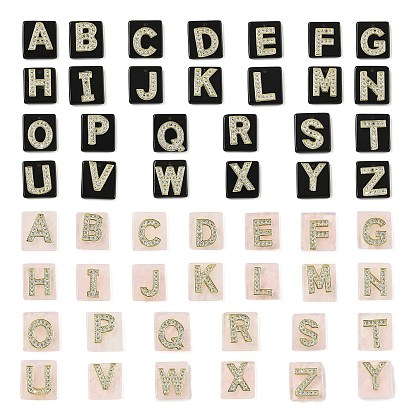 Драгоценный камень подвески, прямоугольные подвески с латунной микропаве прозрачной кубической циркониевой буквой, реальный 18 k позолоченный, долговечный, стойки покрытие