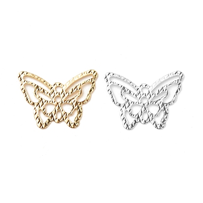 Brass Pendants, Long-Lasting Plated, Cadmium Free & Lead Free, Hollow, Butterfly
