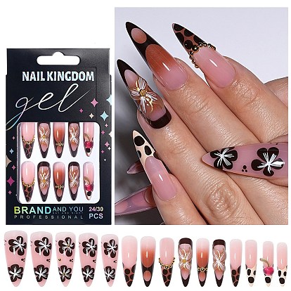 Акриловые накладные ногти с полным покрытием, нейл-арт съемный маникюр, с клейкими вкладками, пилочка для ногтей и палочка для кутикулы