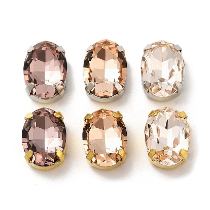 Латунные стеклянные стразы пришивные стразы, граненые, овальные, разноцветные