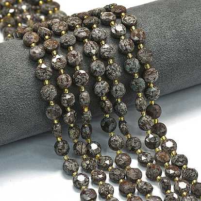 Натуральный красный снежинка обсидиан бисер прядь, граненый шестиугольный разрез, плоско-круглые, с бисером